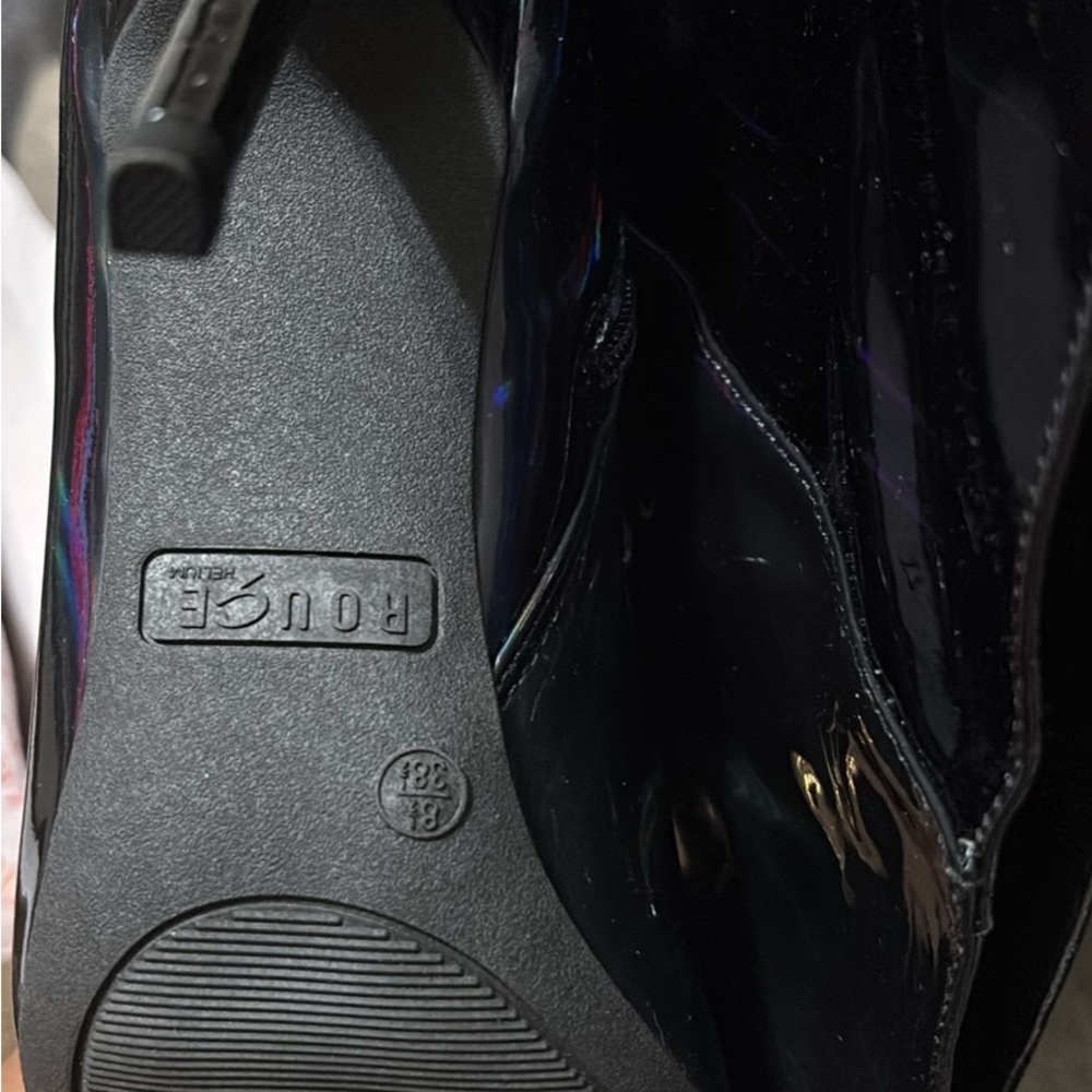 Thigh High Rouge Helium Glossy Black Heeled Boots